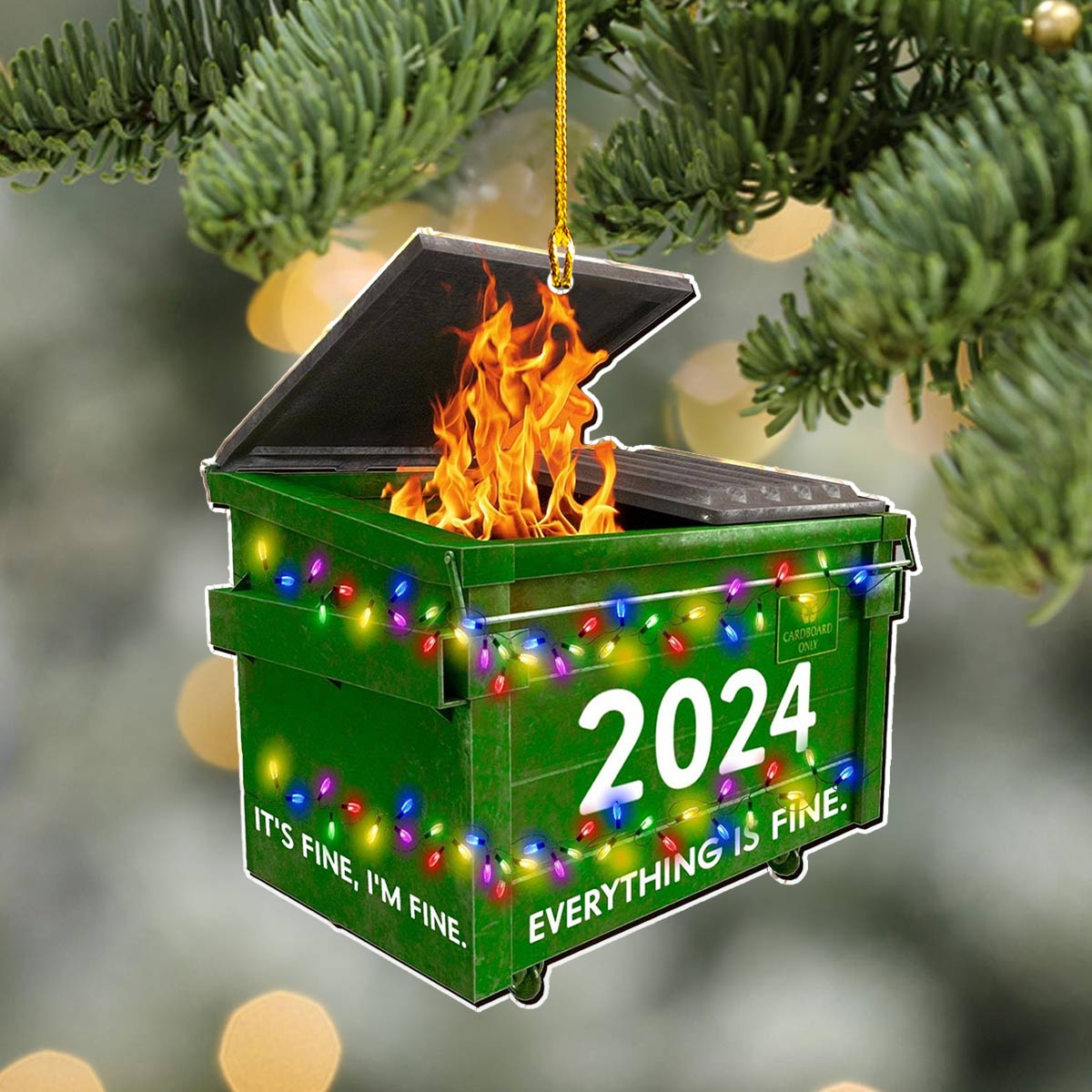 Shineful 2D Acrylic Ornament 2024 Dumpster Fire