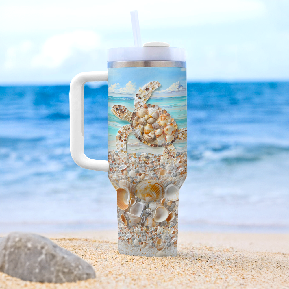 Shineful Tumbler Seashell Turtle Serenity