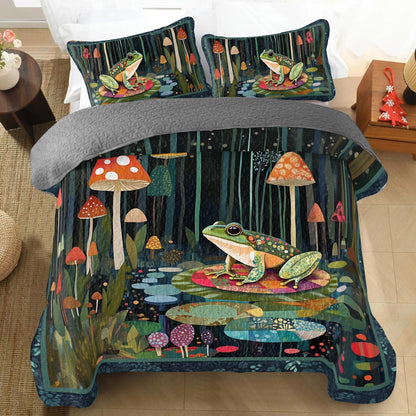 Shineful All Season Quilt 3-Piece Set Frog Enchanting Woodland