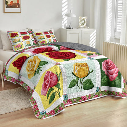 Shineful All Season Quilt 3-Piece Set Rose Bloom