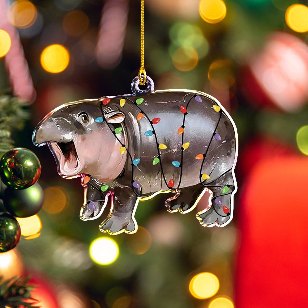 Shineful 2D Acrylic Ornament Baby Hippo Moo