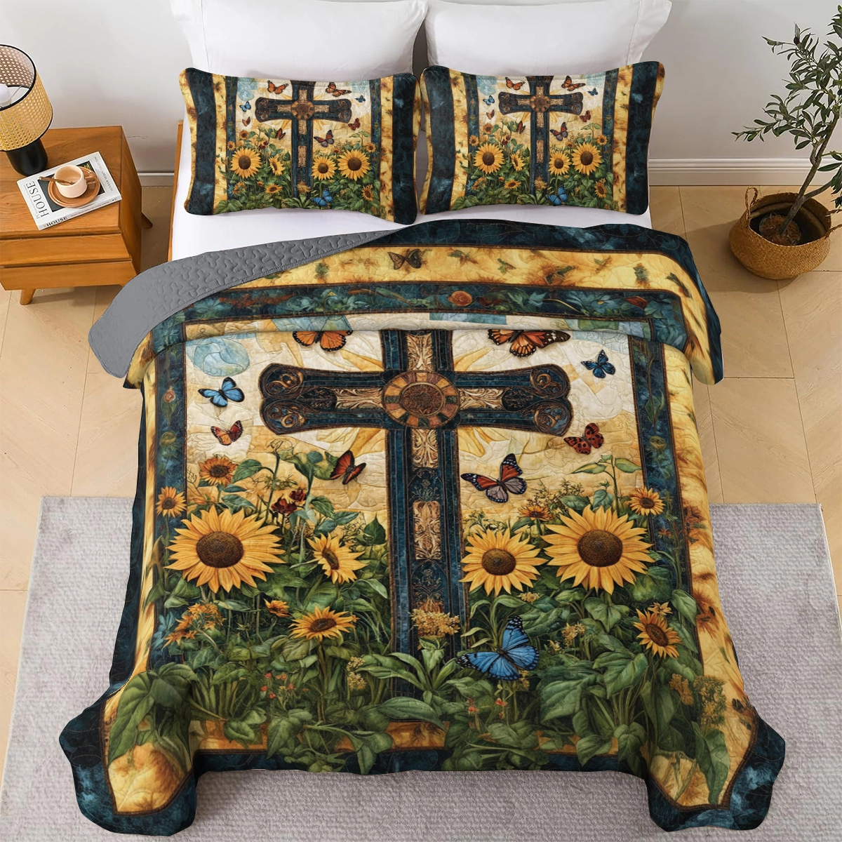 Shineful All Season Quilt 3-Piece Set Eden’s Cross Comforter