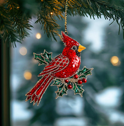 Shineful 2D Acrylic Ornament Twinkling Christmas Cardinal