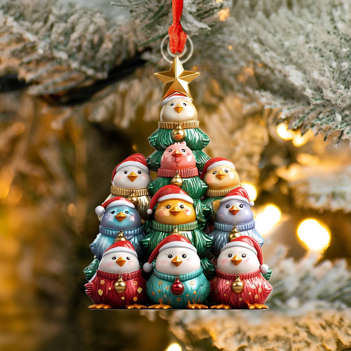 Shineful 2D Acrylic Ornament Chicken Christmas Tree