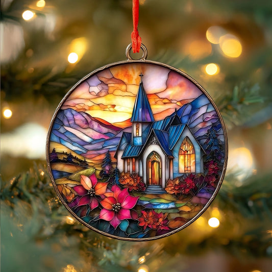 Shineful Acrylic Ornament Sunset Chapel