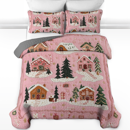 Shineful All Season Quilt 3-teiliges Set - Weihnachtshaus