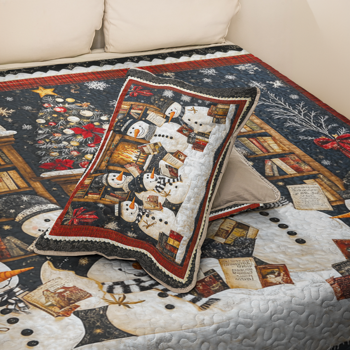 Shineful All Season Quilt 3-Piece Set Snowman Book Club