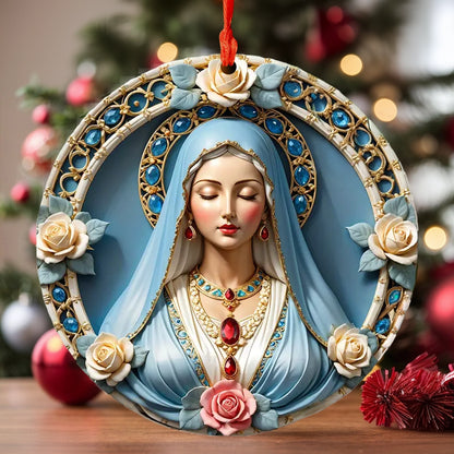 Shineful 2D Acrylic Ornament Graceful Virgin Mary Roses