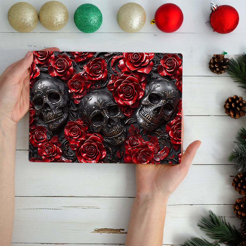 Shineful 2D Metal Sign Sample Mystery Red Roses Skull