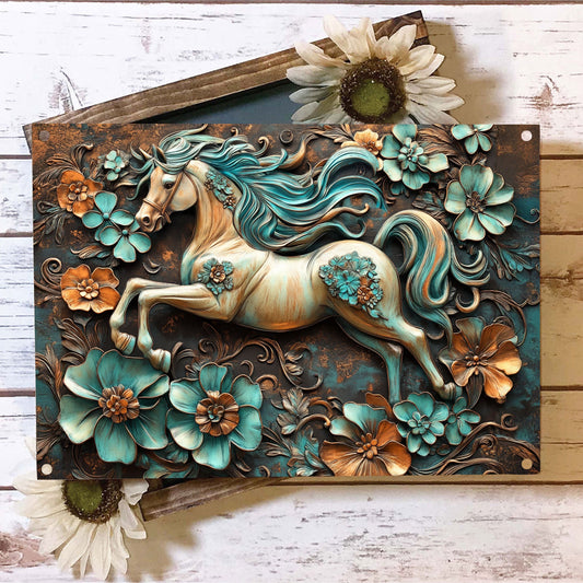 Shineful 2D Metal Sign Majestic Floral Stallion