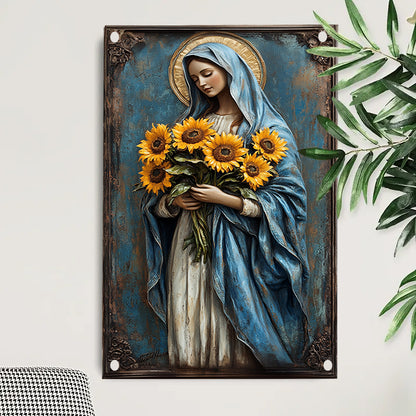 Shineful 2D Metal Sign Virgin Maria And Sunflowers