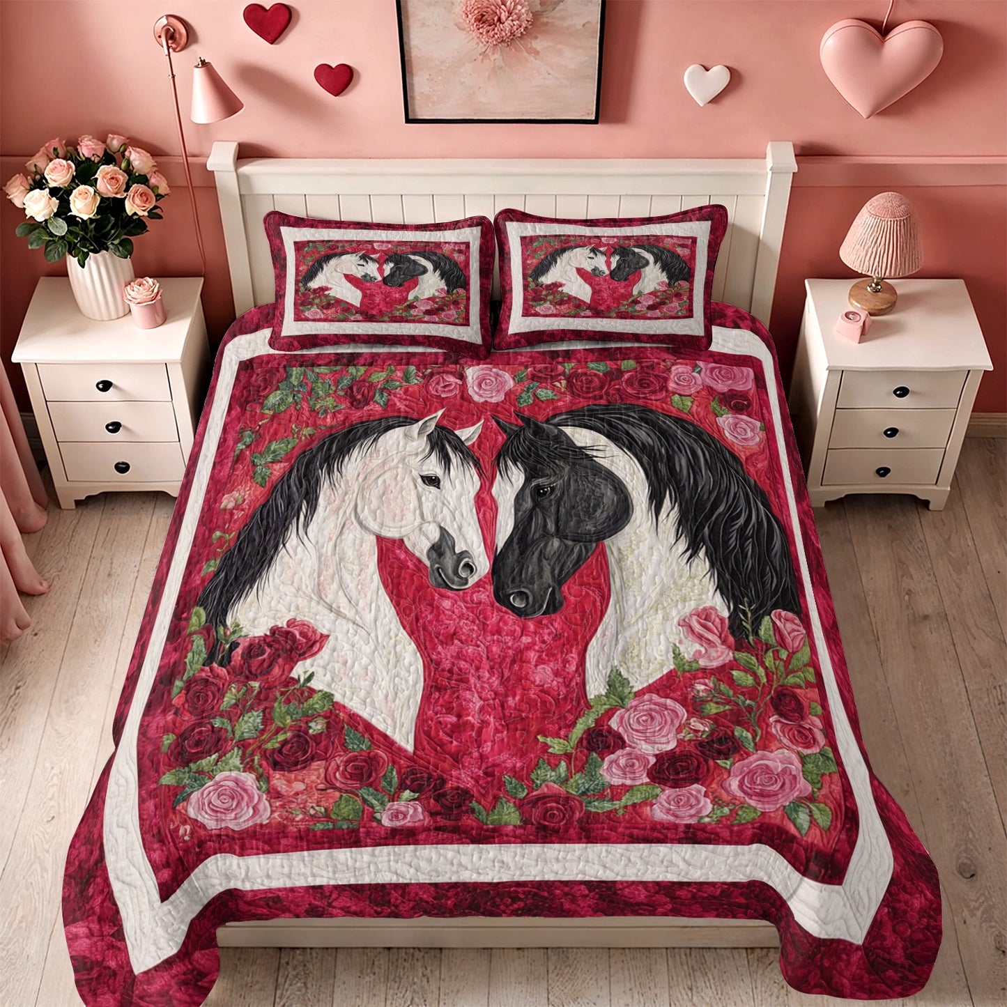 Shineful All Season Quilt 3-Piece Set Heartfelt Harmony Horse