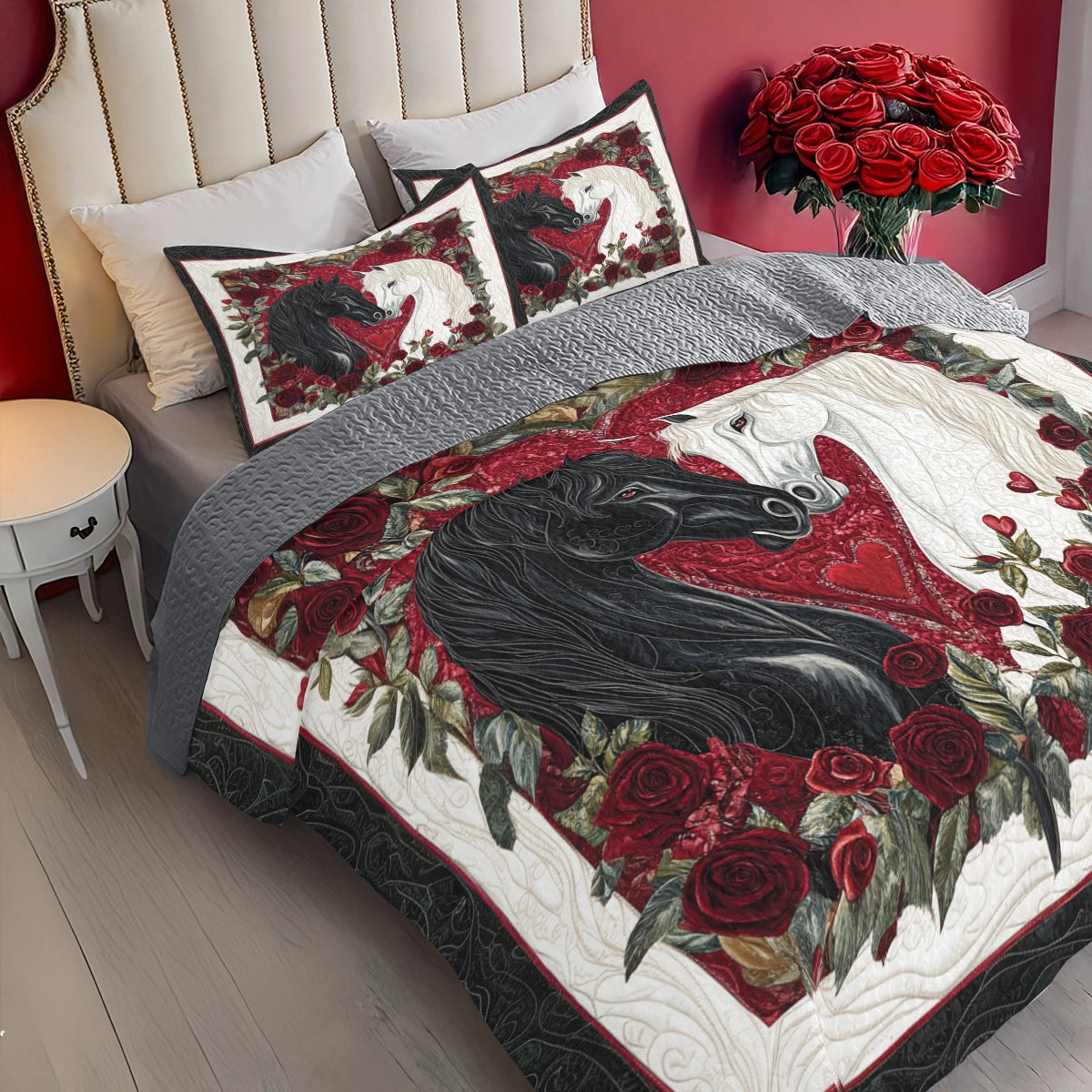 Shineful All Season Quilt 3-Piece Set Eternal Love Horse