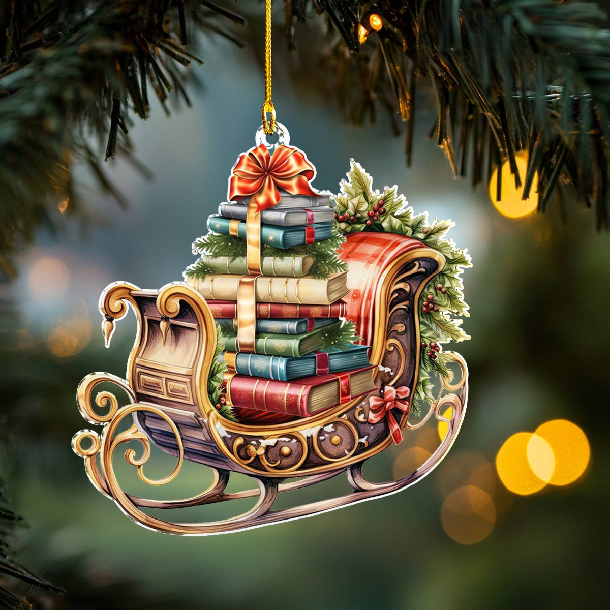 Shineful 2D Acrylic Ornament Bookish Sleigh Ride