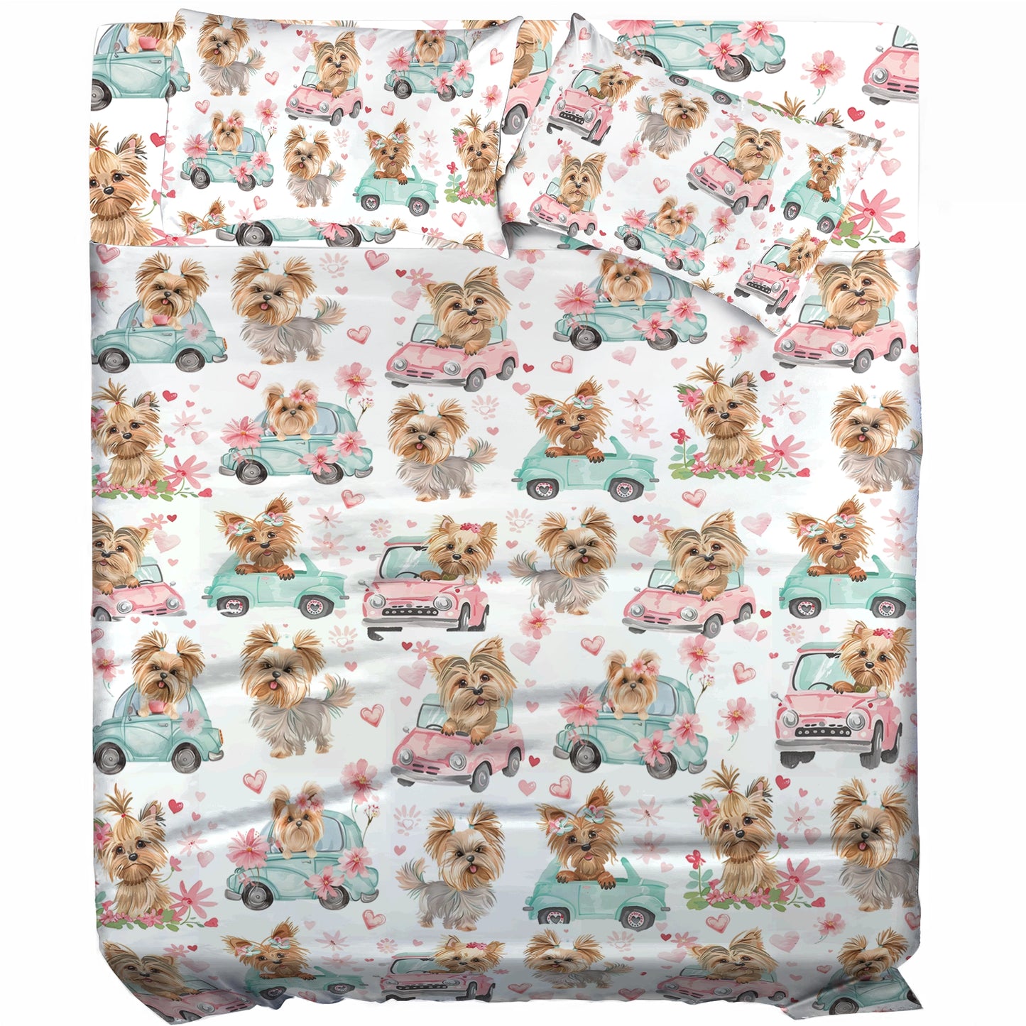 Shineful 4-Piece Bed Sheet Set Yorkie Love