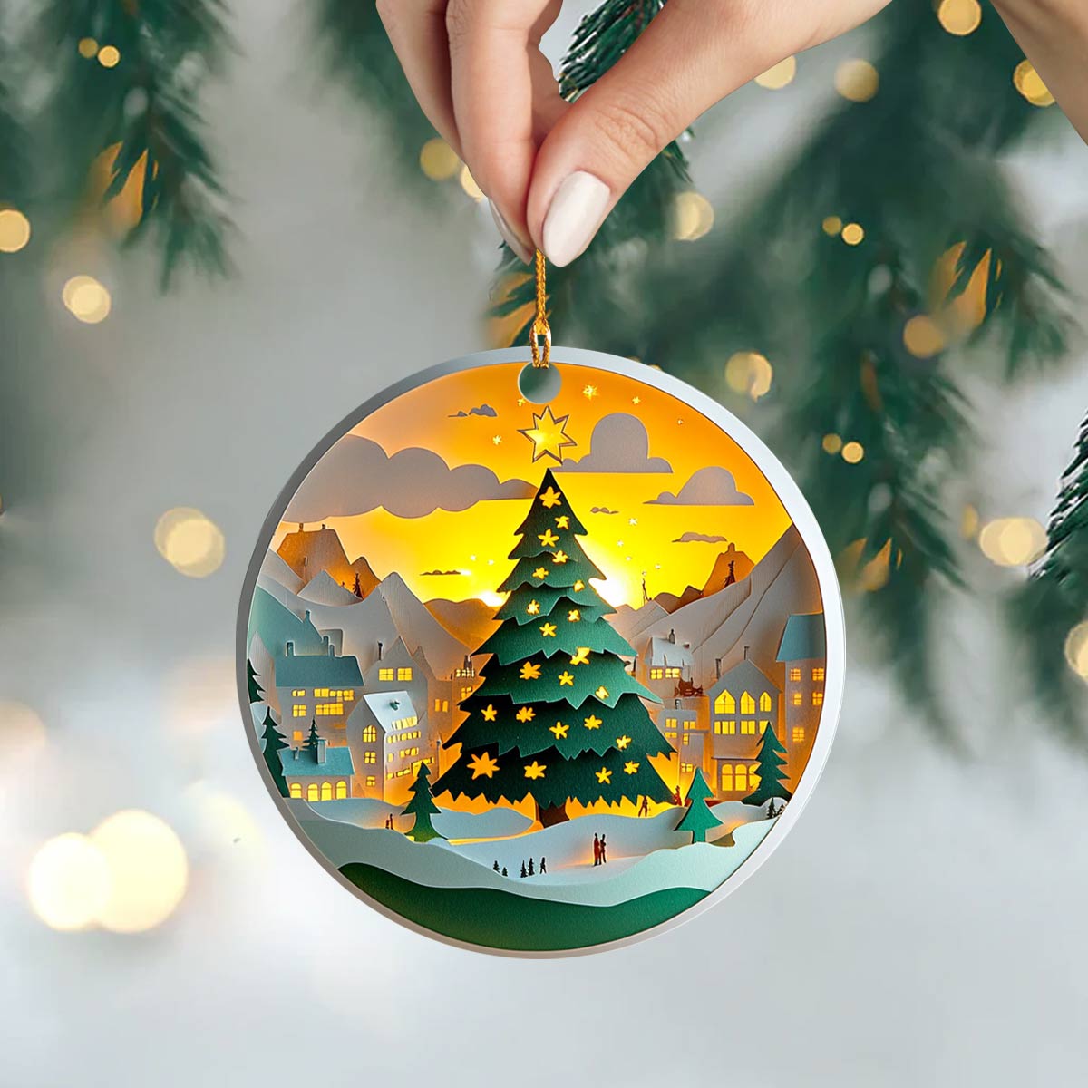 Shineful 2D Acrylic Ornament Festive Village