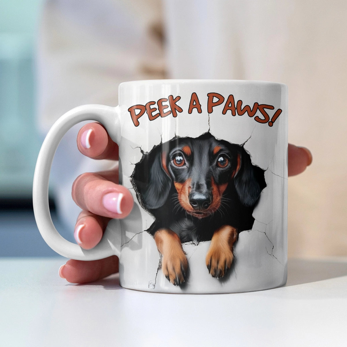 Shineful Ceramic Mug Peek-a-Boo Dachshund