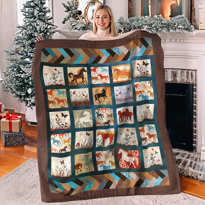 Shineful Fleece Blanket Vintage Horse