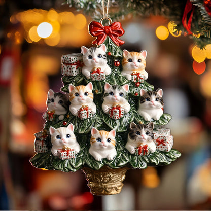 Shineful 2D Acrylic Ornament Kitten Christmas Tree