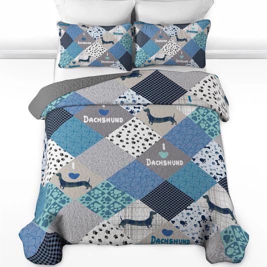 Shineful All Season Quilt 3-Piece Set - Dachshund Dream Patch