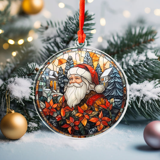 Glänzendes 2D-Ornament aus Acryl – Andenken an den Weihnachtsmann aus Buntglas 