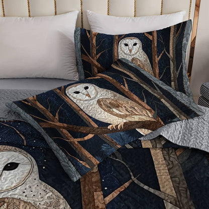 Shineful All Season Quilt 3-Piece Set - Mystic Barn Owl