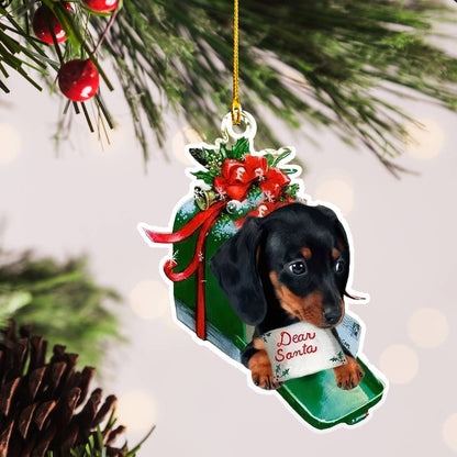 Shineful 2D Acrylic Ornament Santa’s Little Helper Dachshund