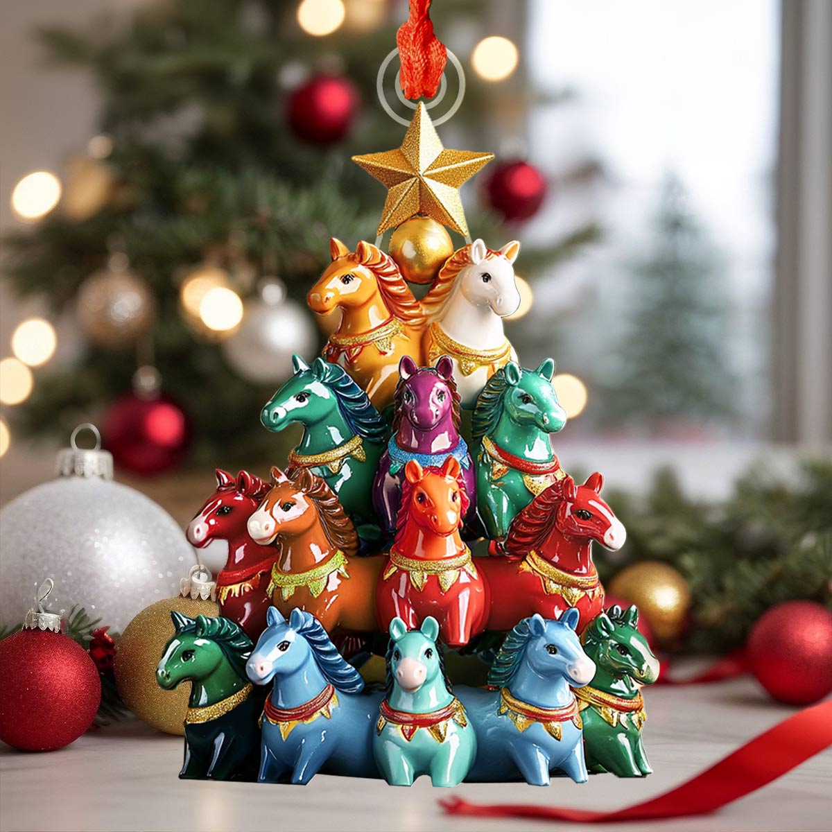 Shineful 2D Acrylic Ornament Horse Christmas Tree