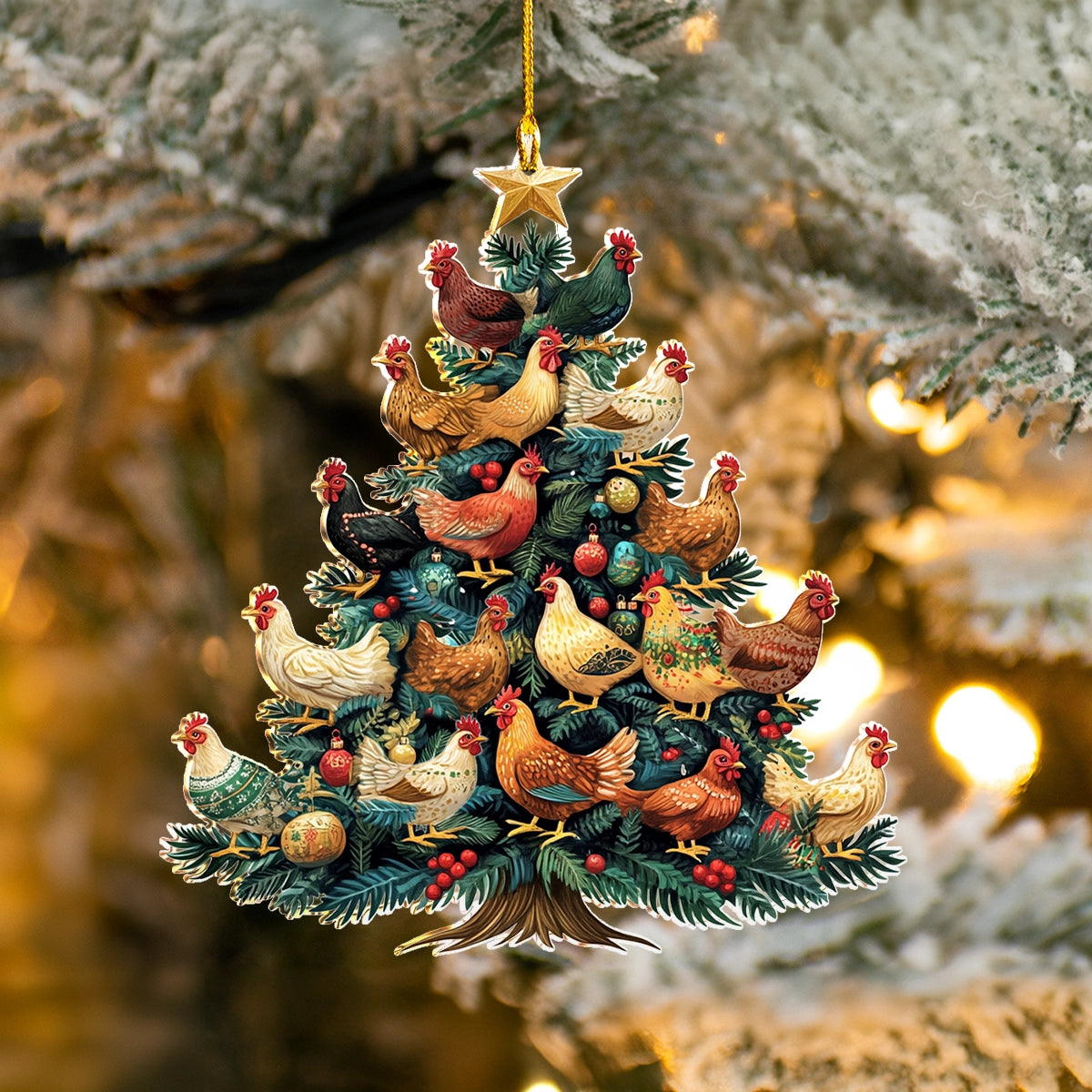 Shineful 2D Acrylic Ornament Chicken Coopmas Tree