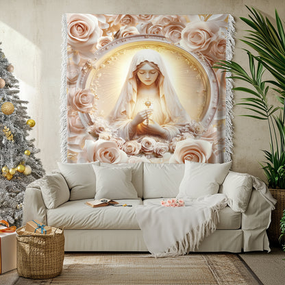 Shineful Woven Tapestry Throw Blanket - Rose Of The Divine