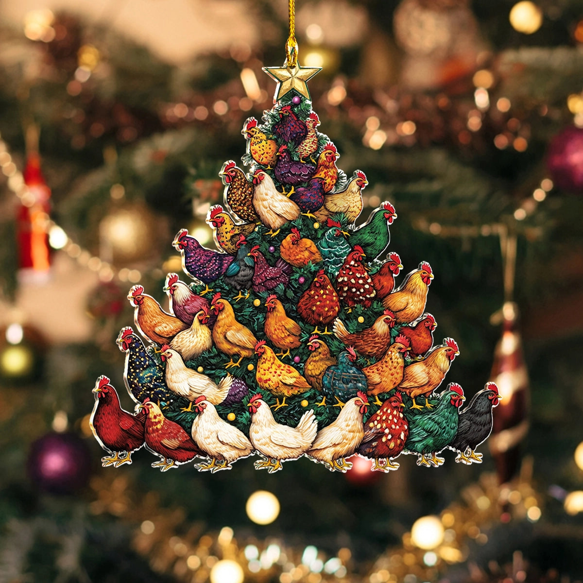 Shineful 2D Acrylic Ornament Feathered Festive Tree