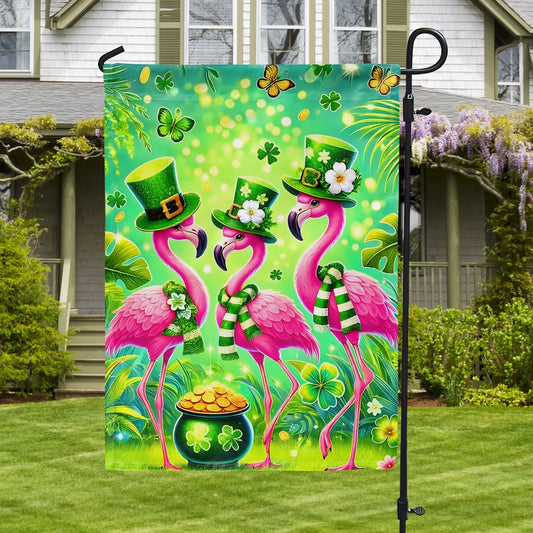 Shineful Garden Flag 12" x 18" Lucky Flamingo Trio