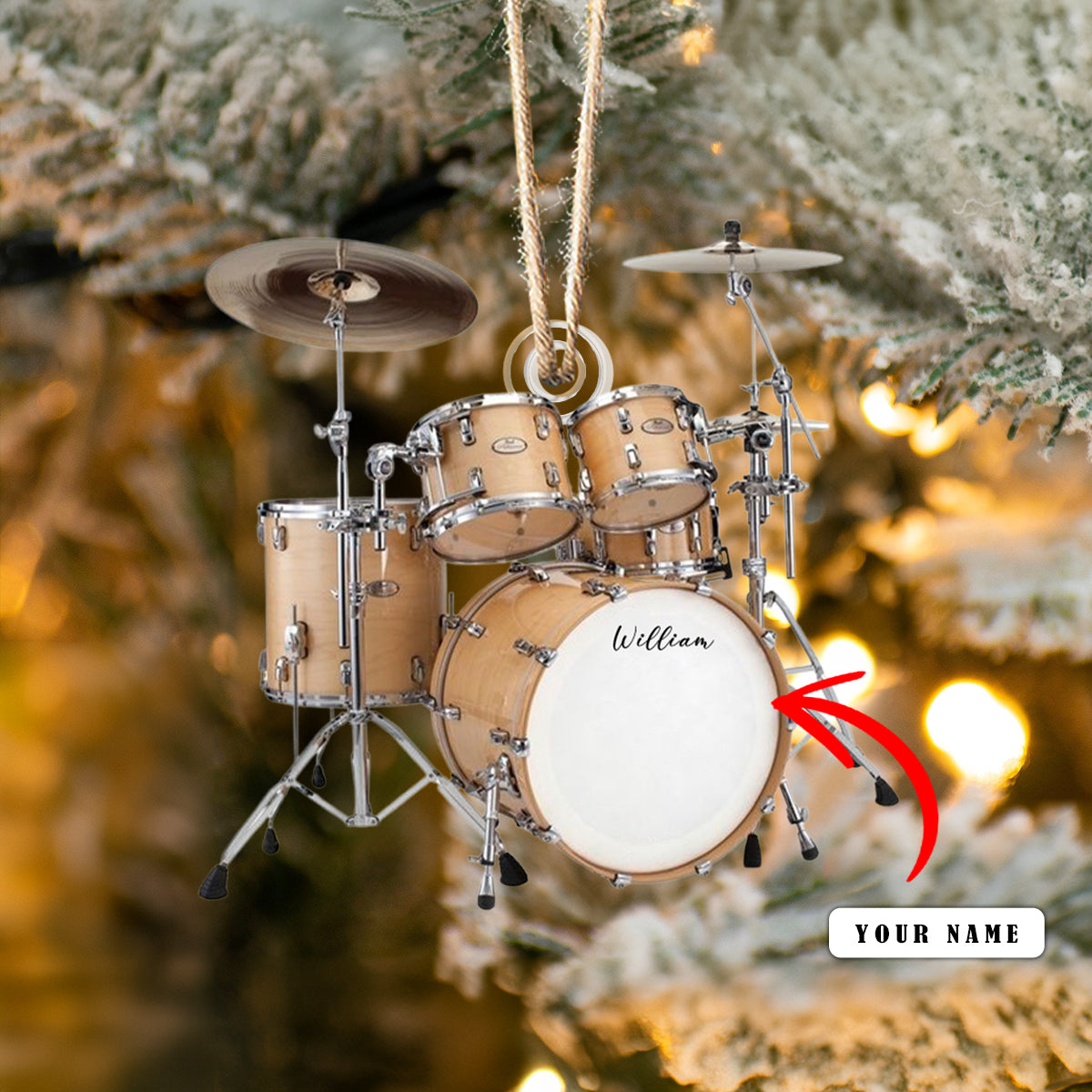 Shineful Personalized 2D Acrylic Ornament - Drum Set Christmas