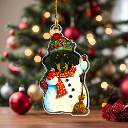 Shineful 2D Acrylic Ornament Cute Dachshund Snowman