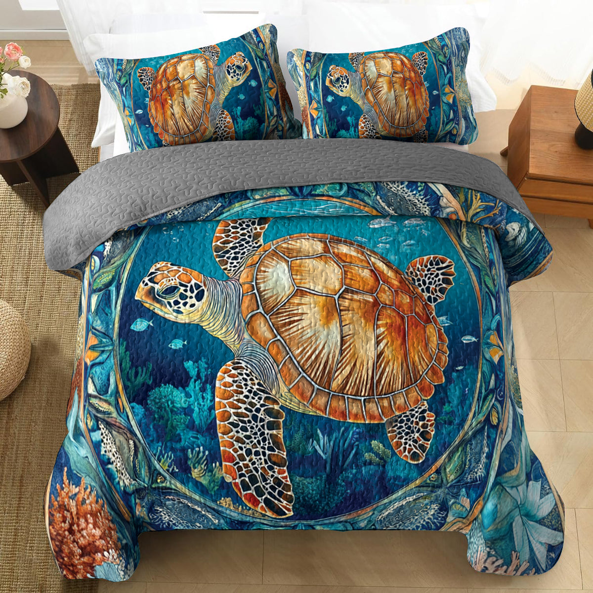 Shineful All Season Quilt 3-Piece Set Ocean Sanctuary