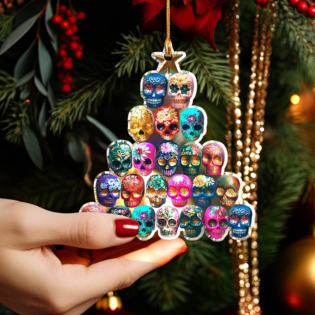 Shineful 2D Acrylic Ornament Colorful Sugar Skulls