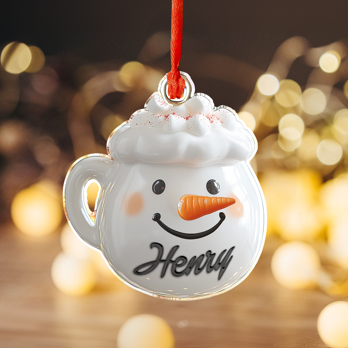 Shineful Personalisierte 2D Acryl Ornament Charmante Weihnachten Festliche Tasse