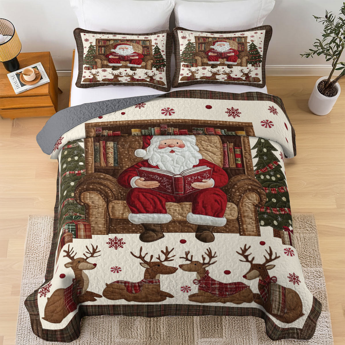 Shineful All Season Quilt 3-Piece Set - Santa's Cozy Storytime