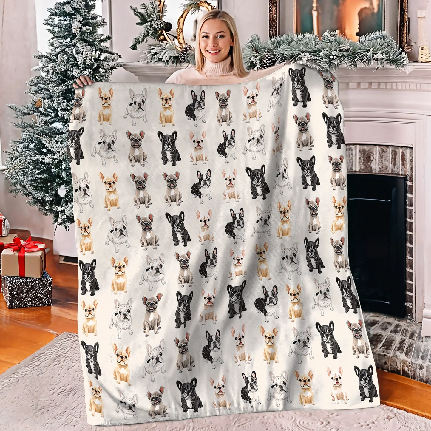 Shineful Fleece Blanket Cuddle Time Frenchie