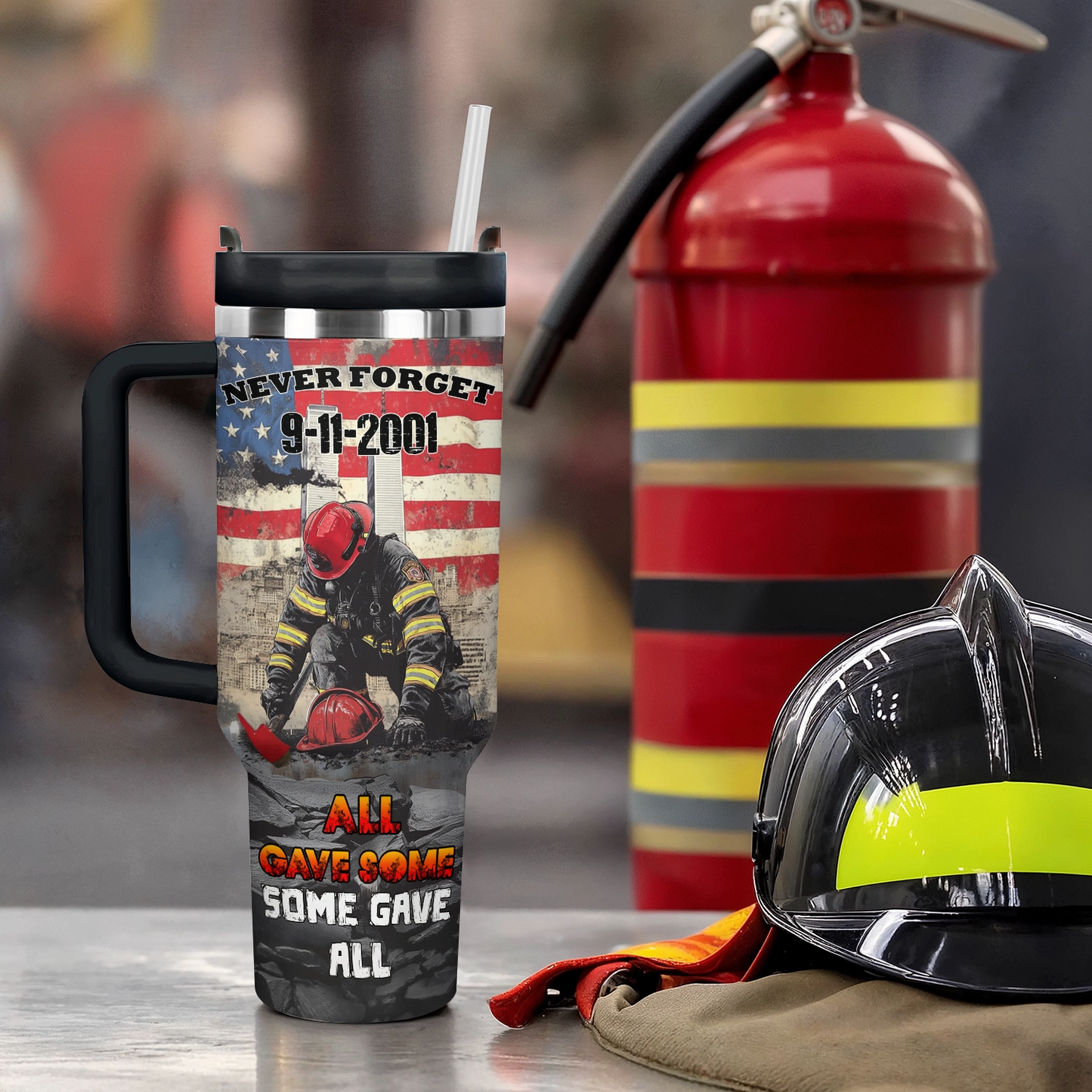 Shineful Tumbler"Never Forget" 9/11 Memorial Firefighter