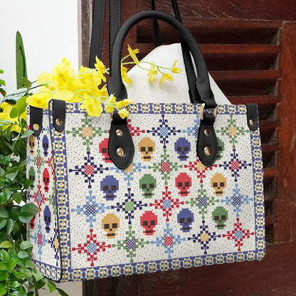 Shineful Leather Bag Vibrant Skulls Artisan