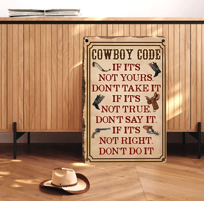 Shineful 2D Metal Sign Cowboy Code: The Western Way of Life