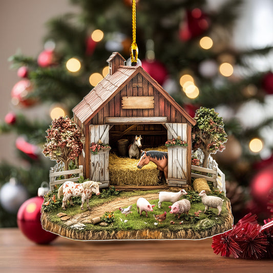 Shineful 2D Acrylic Ornament Personalized Rustic Farm