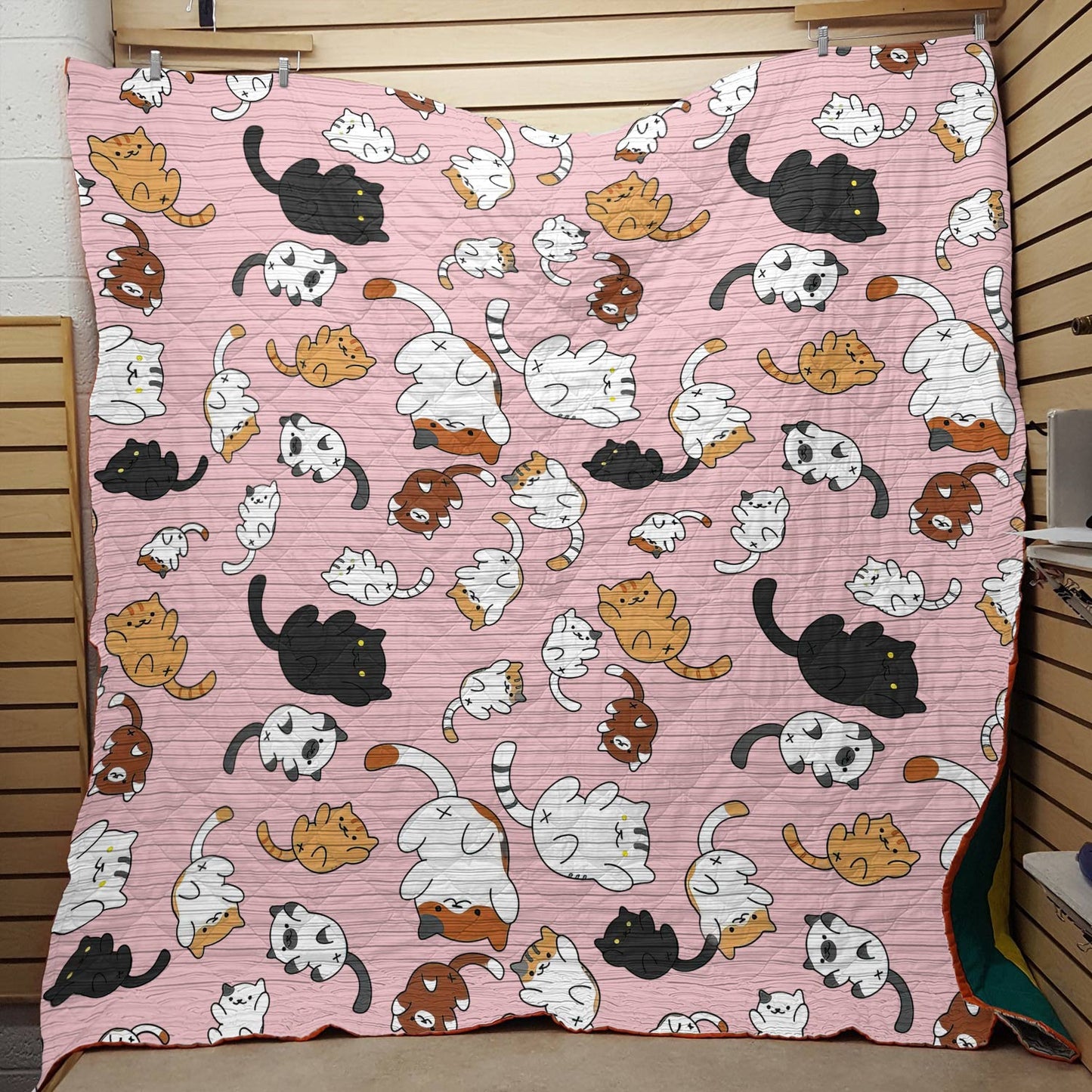 Shineful Flat Print Faux Quilt Blanket Puppy Slumber - Pink- All Season Faux Quilt