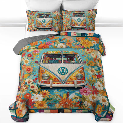 Shineful All Season Quilt 3-Piece Set Hippie Groovy Vibes