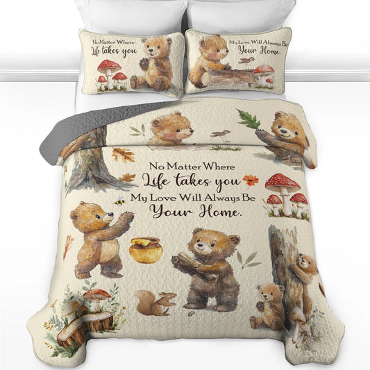 Shineful All Season Quilt 3-Piece Set Bear Hugs Home