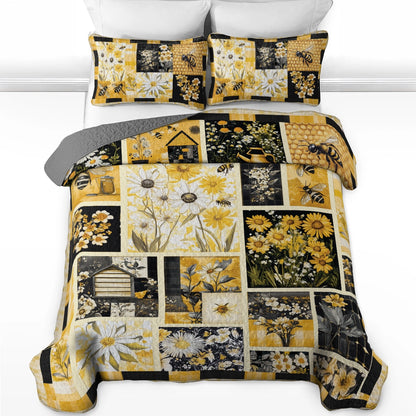 Shineful All Season Quilt 3-teiliges Set Bee Meadow Comfort