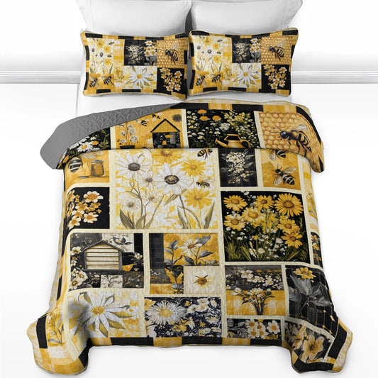 Shineful All Season Quilt 3-teiliges Set Bee Meadow Comfort