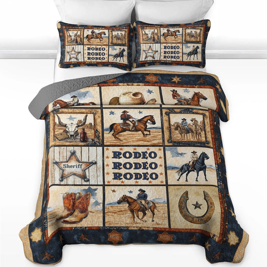 Shineful All Season Quilt 3-Piece Set Rodeo Cowboy Spirit