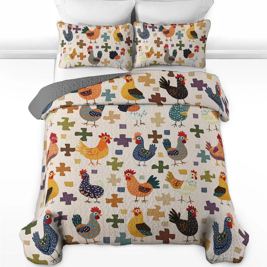 Shineful All Season Quilt 3-teiliges Set The Clucky Chicken Crew